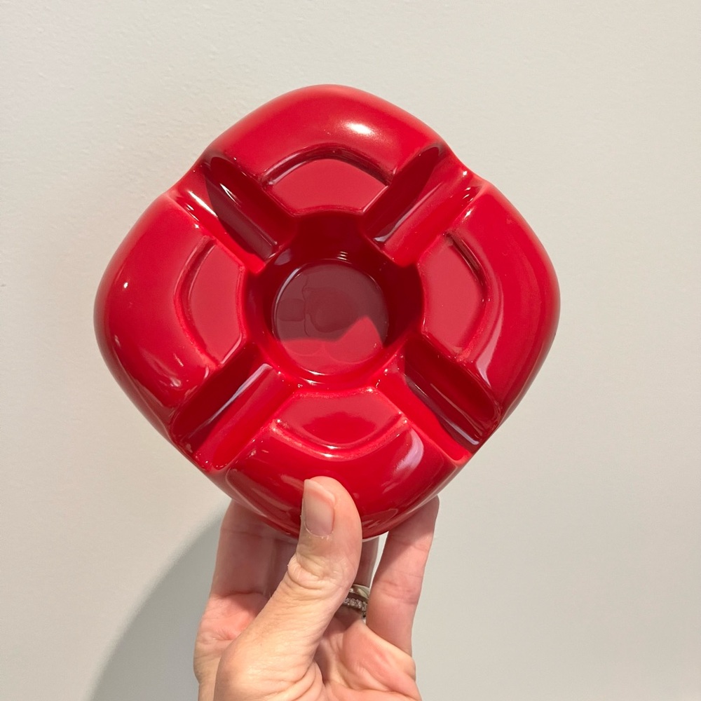 Retro Modern Red Ceramic Ashtray